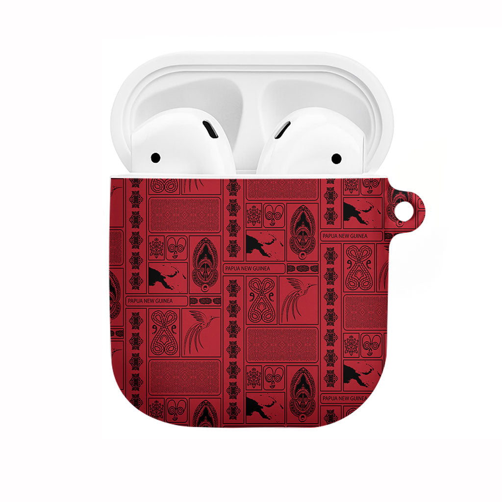 Papua New Guinea Heritage Motif AirPods Case Red Version LT05 Red - Polynesian Pride