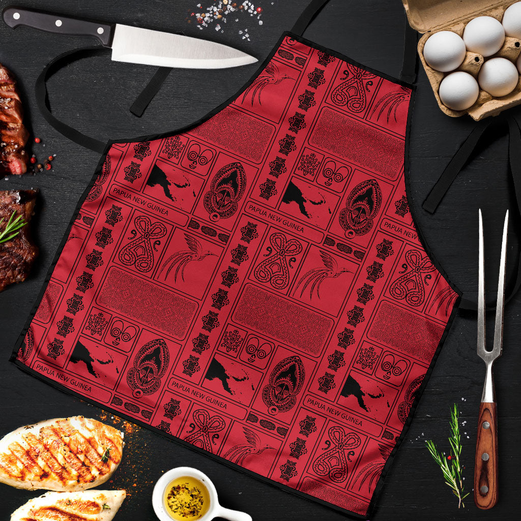 Papua New Guinea Heritage Motif Apron Red Version LT05 Red - Polynesian Pride