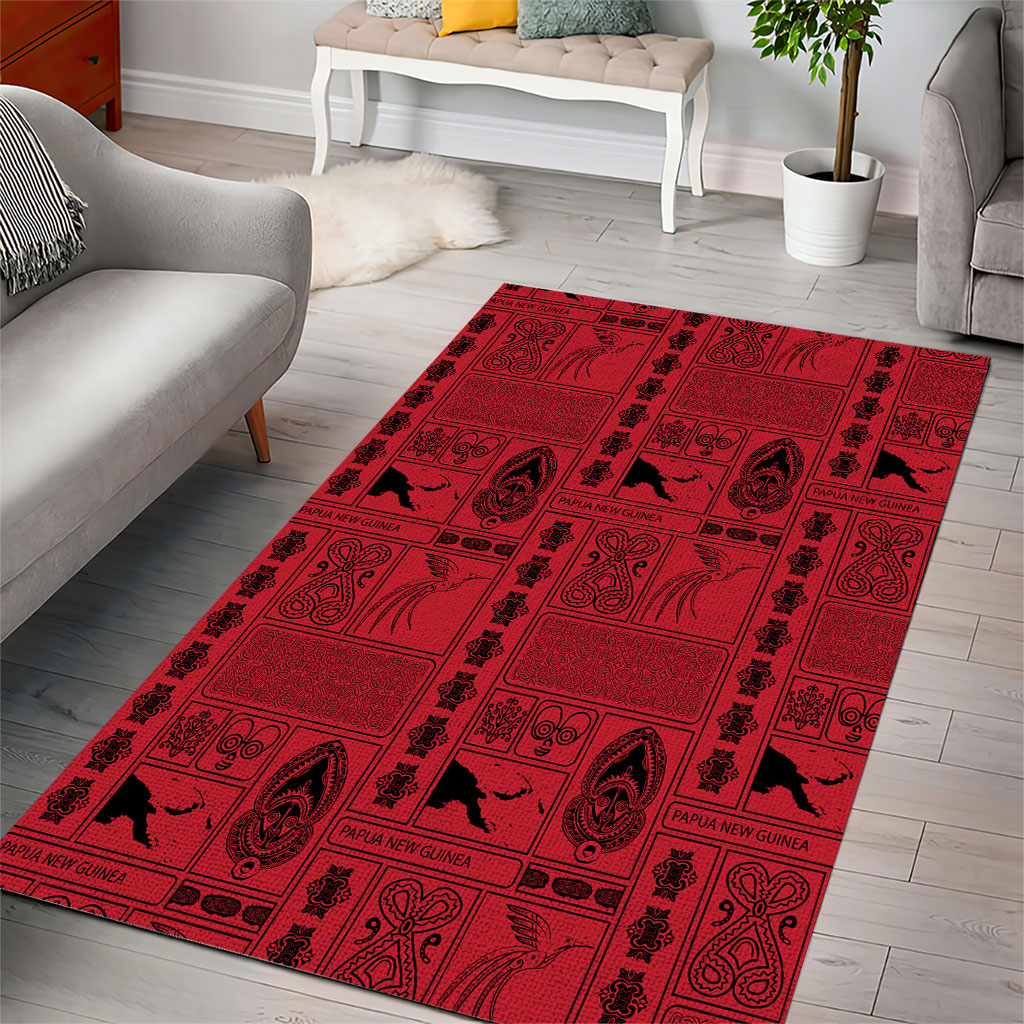 Papua New Guinea Heritage Motif Area Rug Red Version LT05 - Polynesian Pride