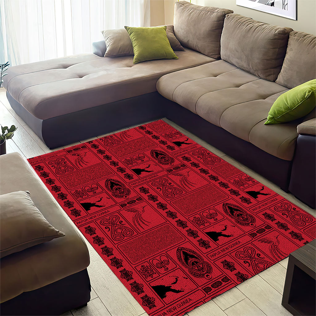 Papua New Guinea Heritage Motif Area Rug Red Version LT05 - Polynesian Pride