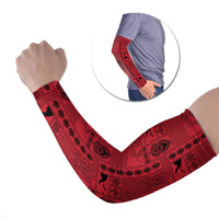 Papua New Guinea Heritage Motif Arm Sleeves Red Version LT05 Set of 2 Red - Polynesian Pride
