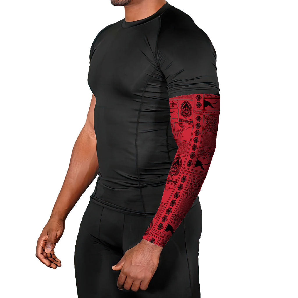 Papua New Guinea Heritage Motif Arm Sleeves Red Version LT05 - Polynesian Pride