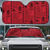 Papua New Guinea Heritage Motif Auto Sun Shade Red Version LT05 Red - Polynesian Pride