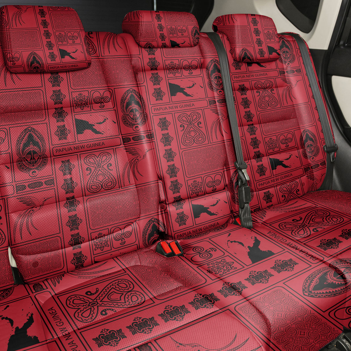 Papua New Guinea Heritage Motif Back Car Seat Cover Red Version LT05 - Polynesian Pride