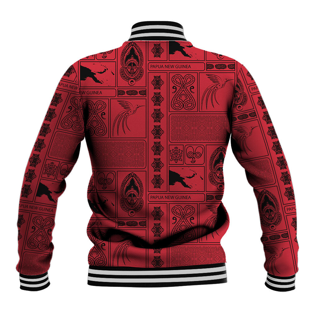 Papua New Guinea Heritage Motif Baseball Jacket Red Version LT05 - Polynesian Pride