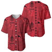 Papua New Guinea Heritage Motif Baseball Jersey Red Version LT05 - Polynesian Pride