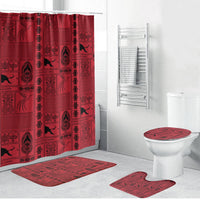 Papua New Guinea Heritage Motif Bathroom Set Red Version LT05 Bathroom Set (4 pcs) Red - Polynesian Pride
