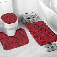 Papua New Guinea Heritage Motif Bathroom Set Red Version LT05 Mat Set Only (3 pcs) One Size Red - Polynesian Pride