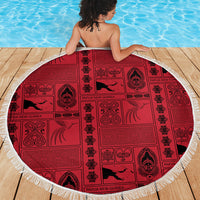 Papua New Guinea Heritage Motif Beach Blanket Red Version LT05 - Polynesian Pride