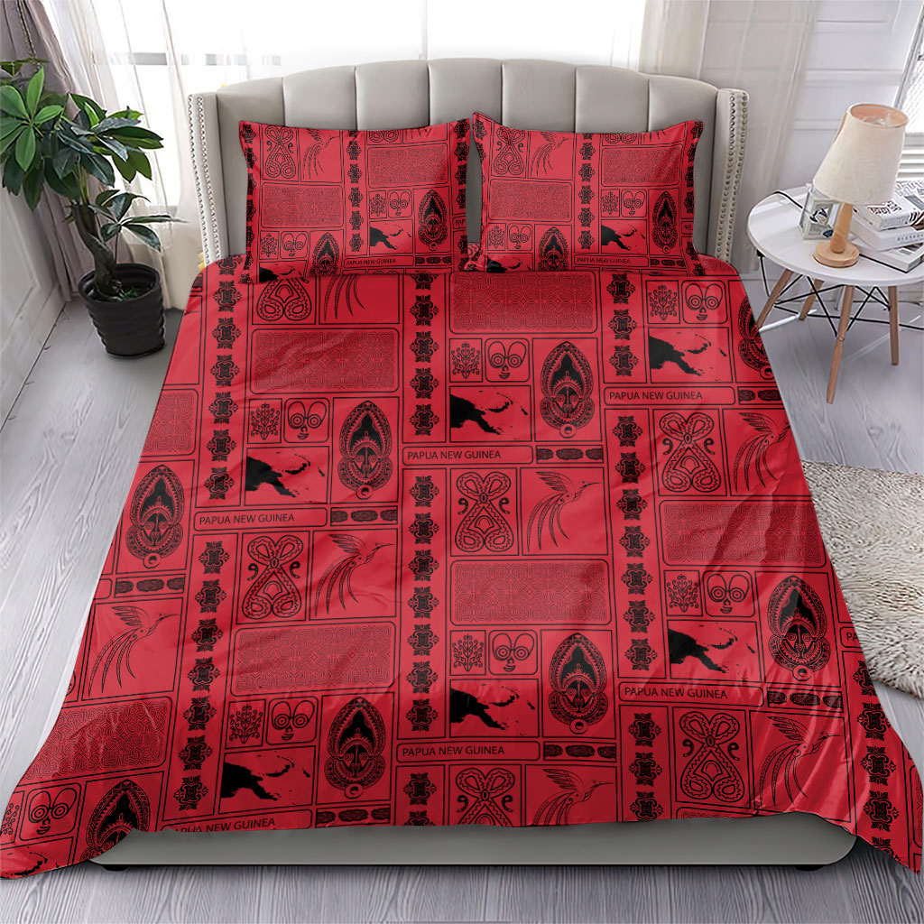 Papua New Guinea Heritage Motif Bedding Set Red Version LT05 - Polynesian Pride