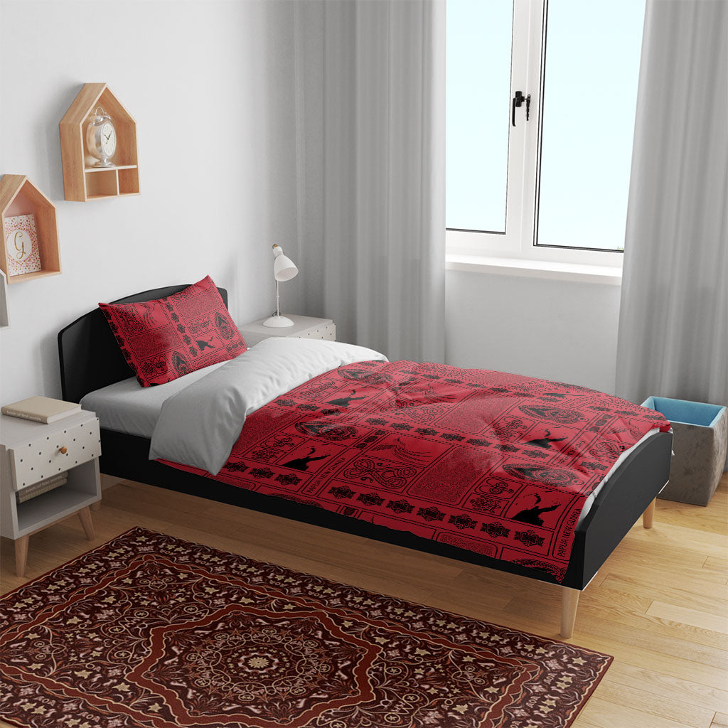Papua New Guinea Heritage Motif Bedding Set Red Version LT05 - Polynesian Pride