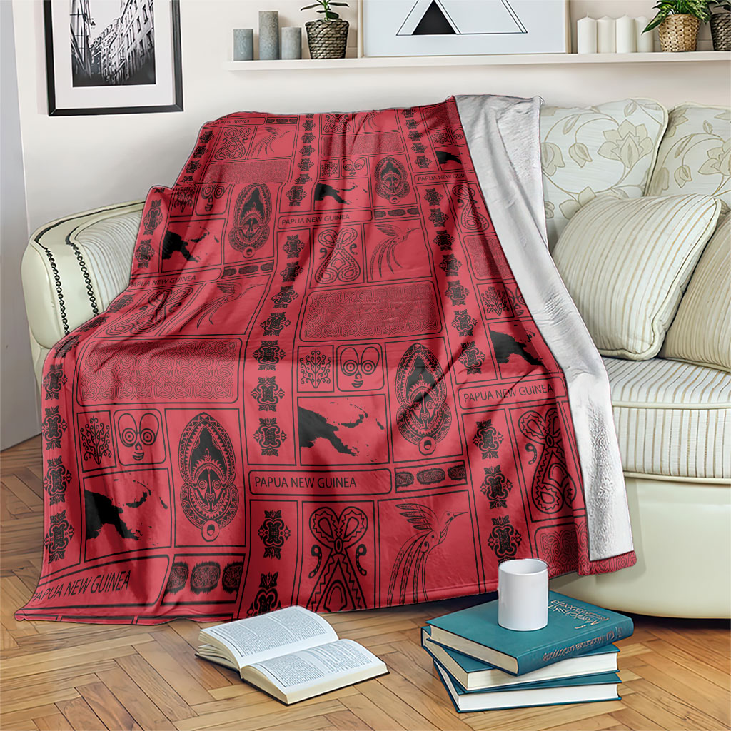 Papua New Guinea Heritage Motif Blanket Red Version LT05 Red - Polynesian Pride