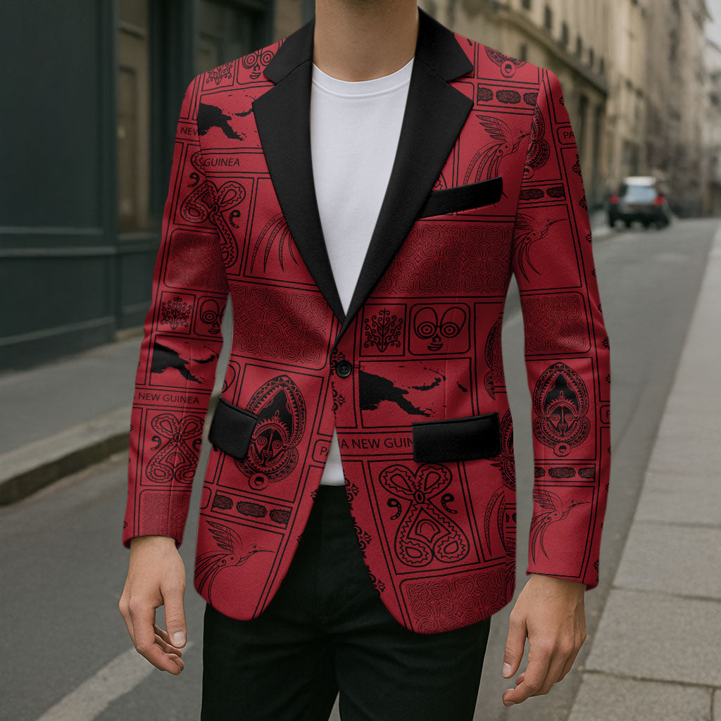 Papua New Guinea Heritage Motif Blazer Red Version LT05 - Polynesian Pride