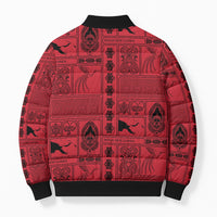 Papua New Guinea Heritage Motif Bomber Puffer Jacket Red Version LT05 - Polynesian Pride