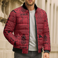 Papua New Guinea Heritage Motif Bomber Puffer Jacket Red Version LT05 - Polynesian Pride