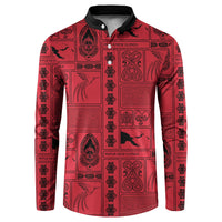 Papua New Guinea Heritage Motif Button Sweatshirt Red Version LT05 Red - Polynesian Pride