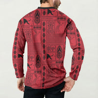 Papua New Guinea Heritage Motif Button Sweatshirt Red Version LT05 - Polynesian Pride
