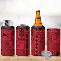 Papua New Guinea Heritage Motif 4 in 1 Can Cooler Tumbler Red Version LT05 - Polynesian Pride