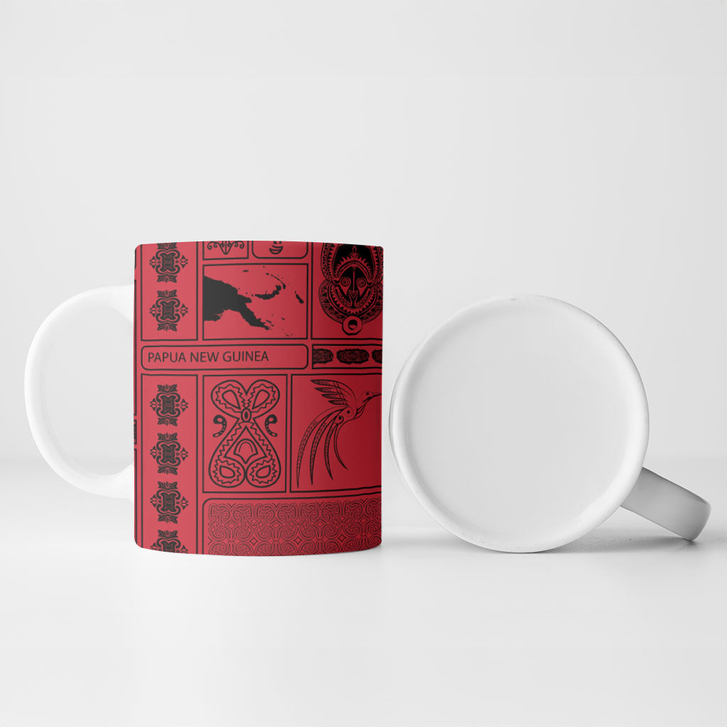Papua New Guinea Heritage Motif Ceramic Mug Red Version LT05 - Polynesian Pride