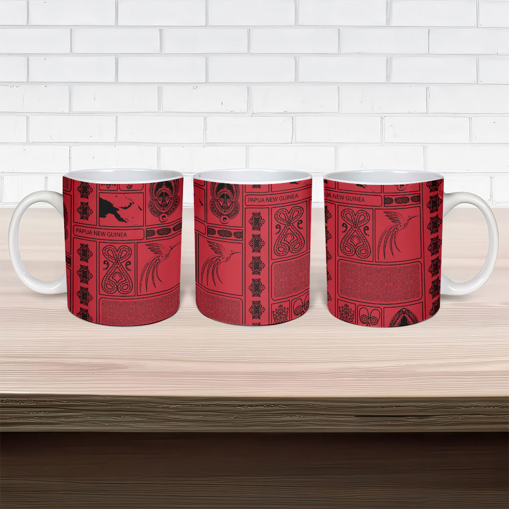 Papua New Guinea Heritage Motif Ceramic Mug Red Version LT05 - Polynesian Pride