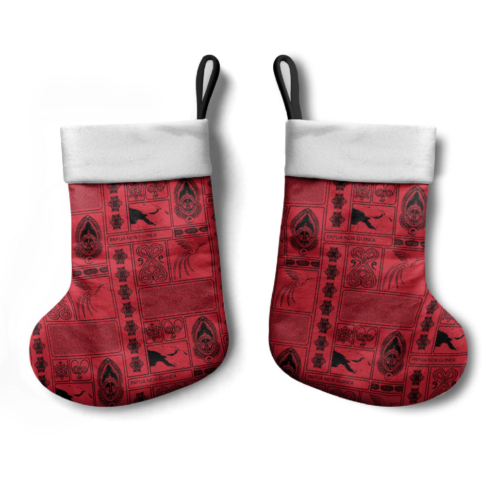 Papua New Guinea Heritage Motif Christmas Stocking Red Version LT05 - Polynesian Pride