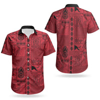 Papua New Guinea Heritage Motif Couples Matching Tank Maxi Dress and Hawaiian Shirt Red Version LT05 - Polynesian Pride