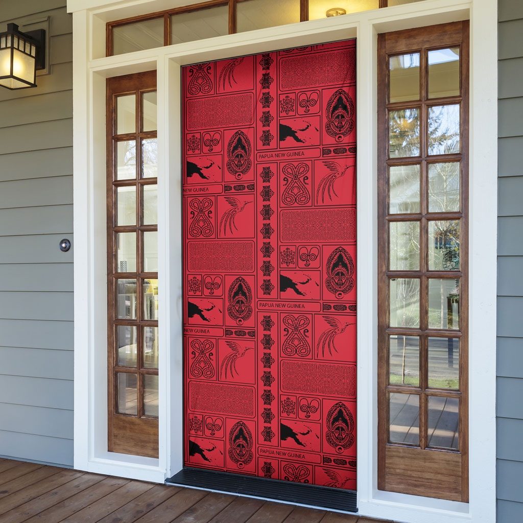 Papua New Guinea Heritage Motif Door Cover Red Version LT05 - Polynesian Pride