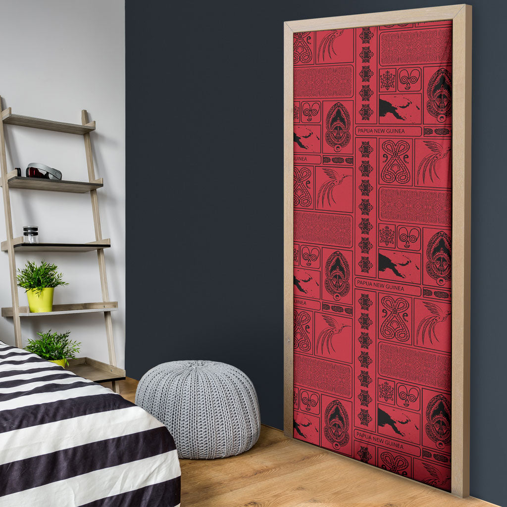 Papua New Guinea Heritage Motif Door Cover Red Version LT05 - Polynesian Pride