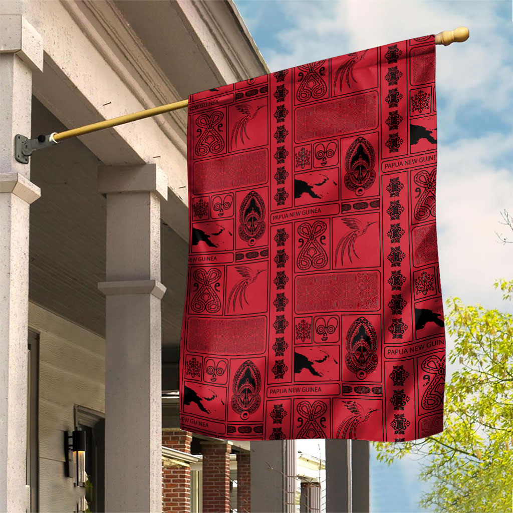 Papua New Guinea Heritage Motif Garden Flag Red Version LT05 House Flag Red - Polynesian Pride