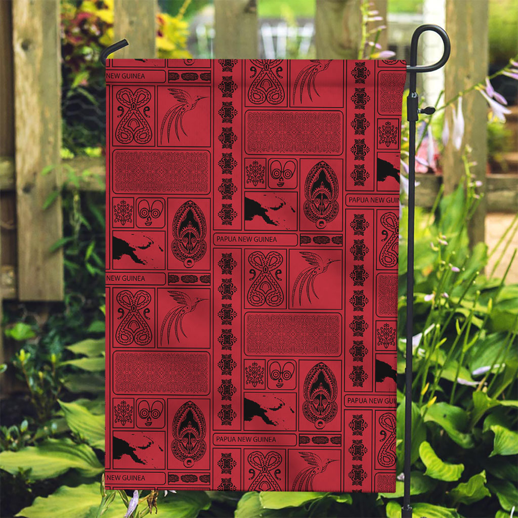 Papua New Guinea Heritage Motif Garden Flag Red Version LT05 Garden Flag Red - Polynesian Pride