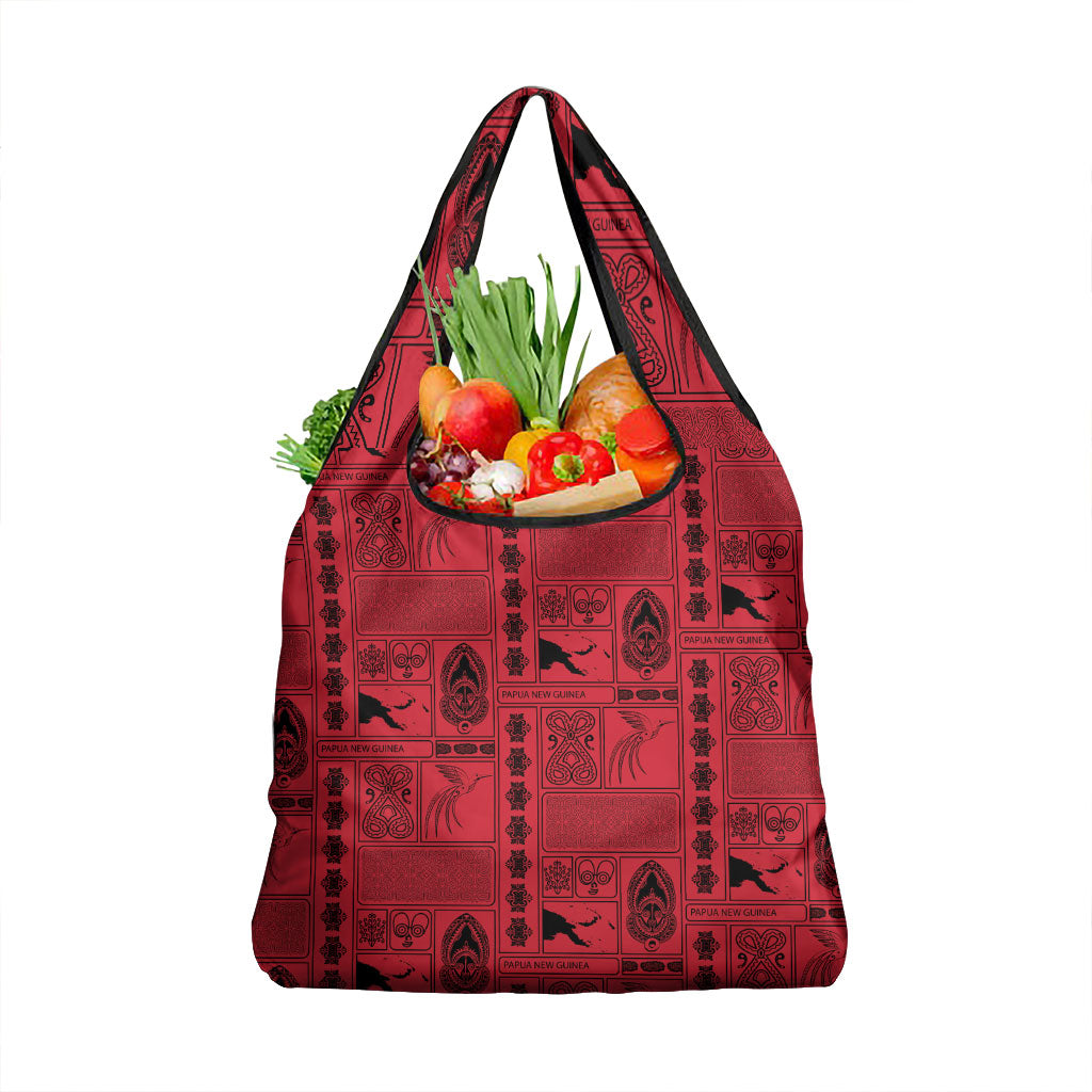Papua New Guinea Heritage Motif Grocery Bag Red Version LT05 1-pack One Size Red - Polynesian Pride