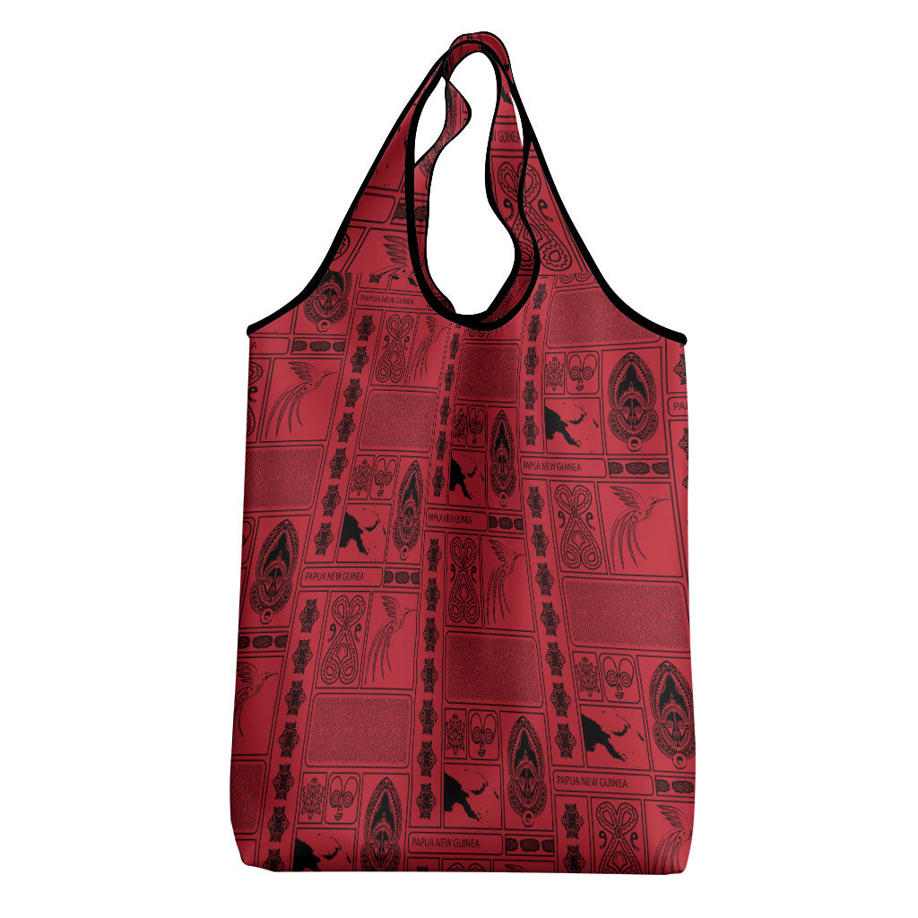 Papua New Guinea Heritage Motif Grocery Bag Red Version LT05 - Polynesian Pride
