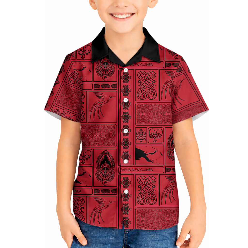 Papua New Guinea Heritage Motif Hawaiian Shirt Red Version LT05 - Polynesian Pride