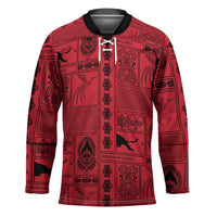 Papua New Guinea Heritage Motif Hockey Jersey Red Version LT05 Unisex Red - Polynesian Pride