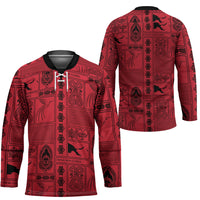 Papua New Guinea Heritage Motif Hockey Jersey Red Version LT05 - Polynesian Pride