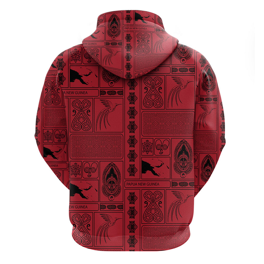 Papua New Guinea Heritage Motif Hoodie Red Version LT05 - Polynesian Pride