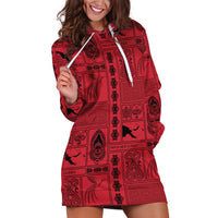 Papua New Guinea Heritage Motif Hoodie Dress Red Version LT05 Red - Polynesian Pride