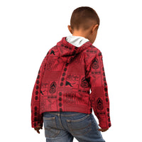 Papua New Guinea Heritage Motif Kid Hoodie Red Version LT05 - Polynesian Pride