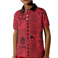 Papua New Guinea Heritage Motif Kid Polo Shirt Red Version LT05 Kid Red - Polynesian Pride