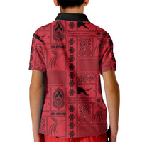 Papua New Guinea Heritage Motif Kid Polo Shirt Red Version LT05 - Polynesian Pride