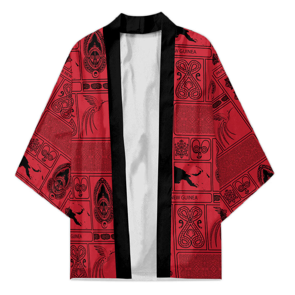 Papua New Guinea Heritage Motif Kimono Red Version LT05 Unisex Red - Polynesian Pride