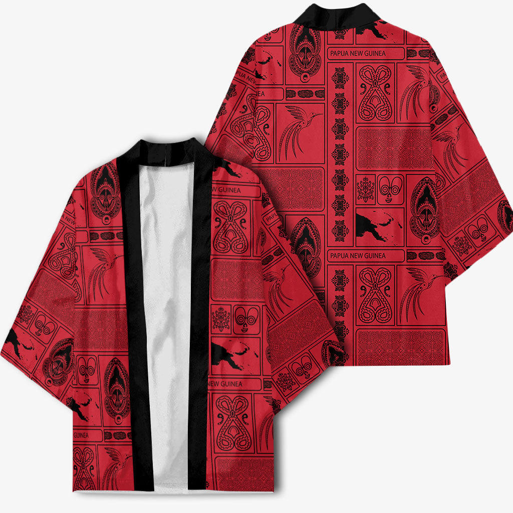 Papua New Guinea Heritage Motif Kimono Red Version LT05 - Polynesian Pride