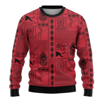 Papua New Guinea Heritage Motif Ugly Christmas Sweater Red Version LT05 - Polynesian Pride