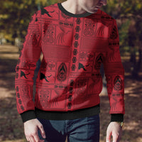 Papua New Guinea Heritage Motif Ugly Christmas Sweater Red Version LT05 - Polynesian Pride