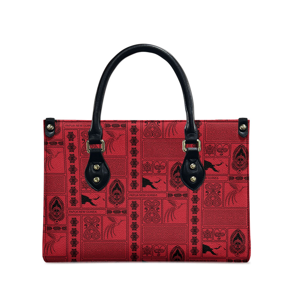 Papua New Guinea Heritage Motif Leather Bag Red Version LT05 - Polynesian Pride
