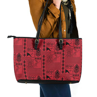 Papua New Guinea Heritage Motif Leather Tote Bag Red Version LT05 - Polynesian Pride