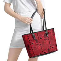 Papua New Guinea Heritage Motif Leather Tote Bag Red Version LT05 - Polynesian Pride
