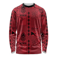 Papua New Guinea Heritage Motif Long Sleeve Shirt Red Version LT05 Unisex Red - Polynesian Pride