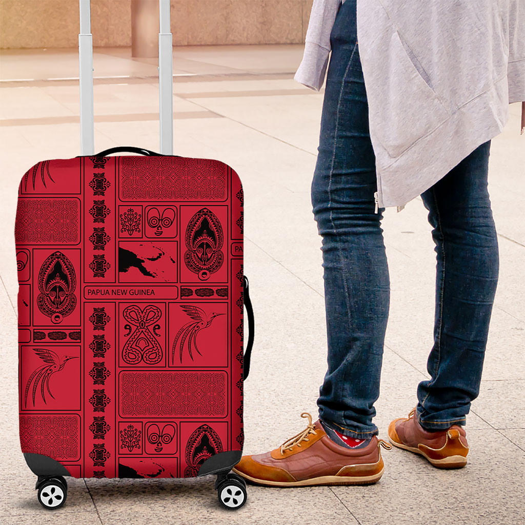 Papua New Guinea Heritage Motif Luggage Cover Red Version LT05 Red - Polynesian Pride