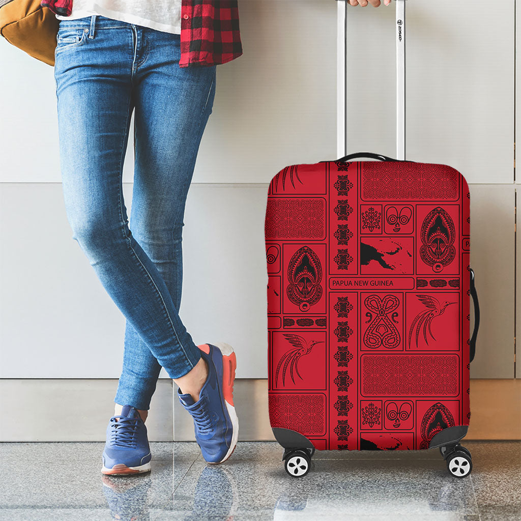 Papua New Guinea Heritage Motif Luggage Cover Red Version LT05 - Polynesian Pride
